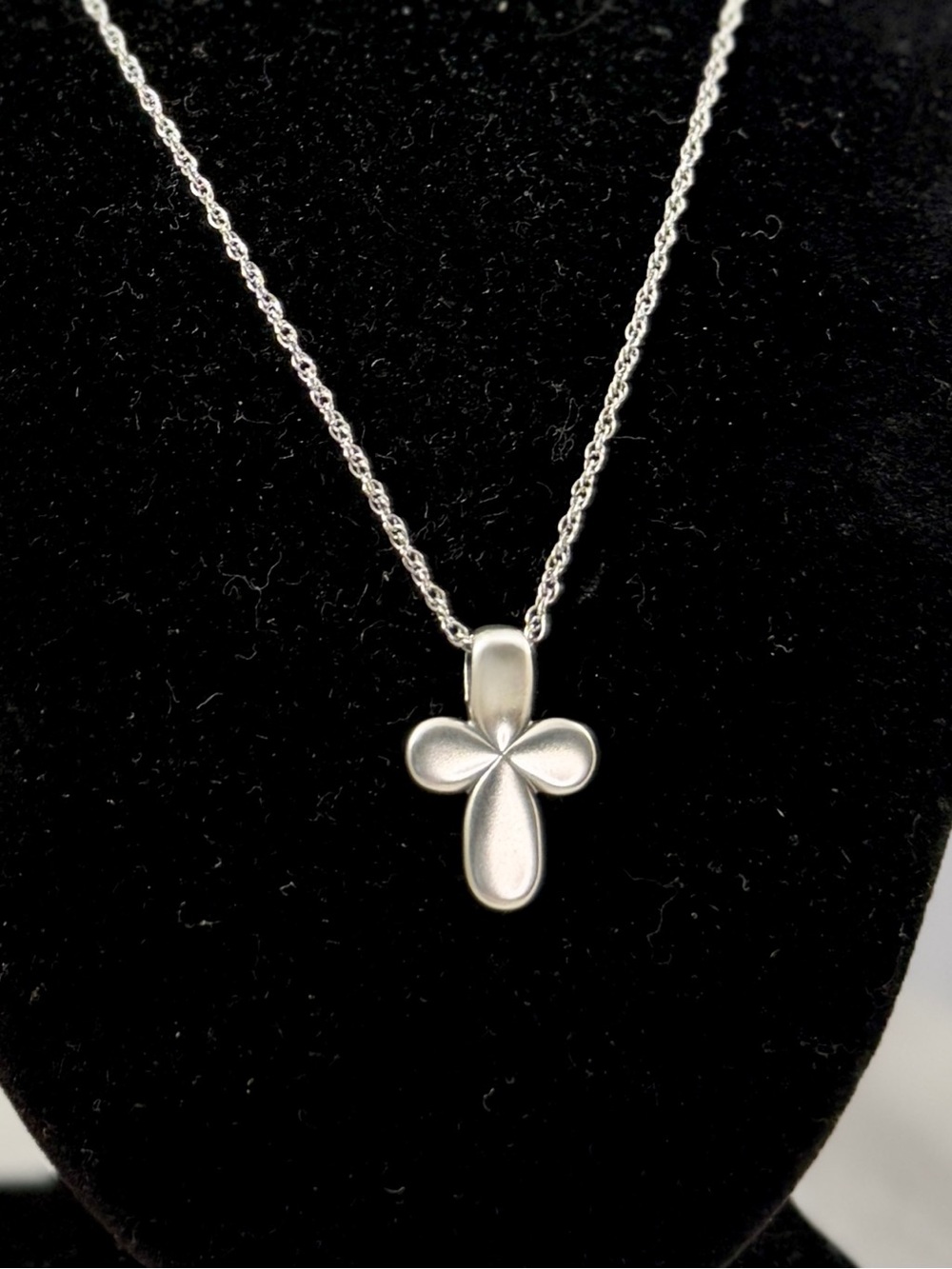 JAMES AVERY Sterling Silver Chain & Puffy Cross Pendant 19” Necklace; RETIRED